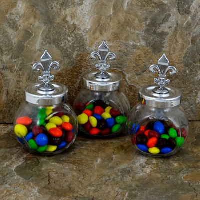 MJ8294FDL-SPICE JAR 3PC. SET W/FLEUR DE LIS TOP